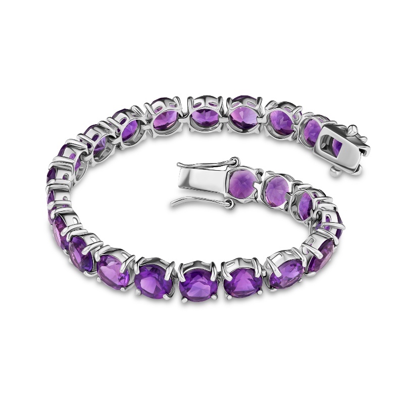 Sterling Silver African Amethyst Bracelet (29-9/10 ctw)